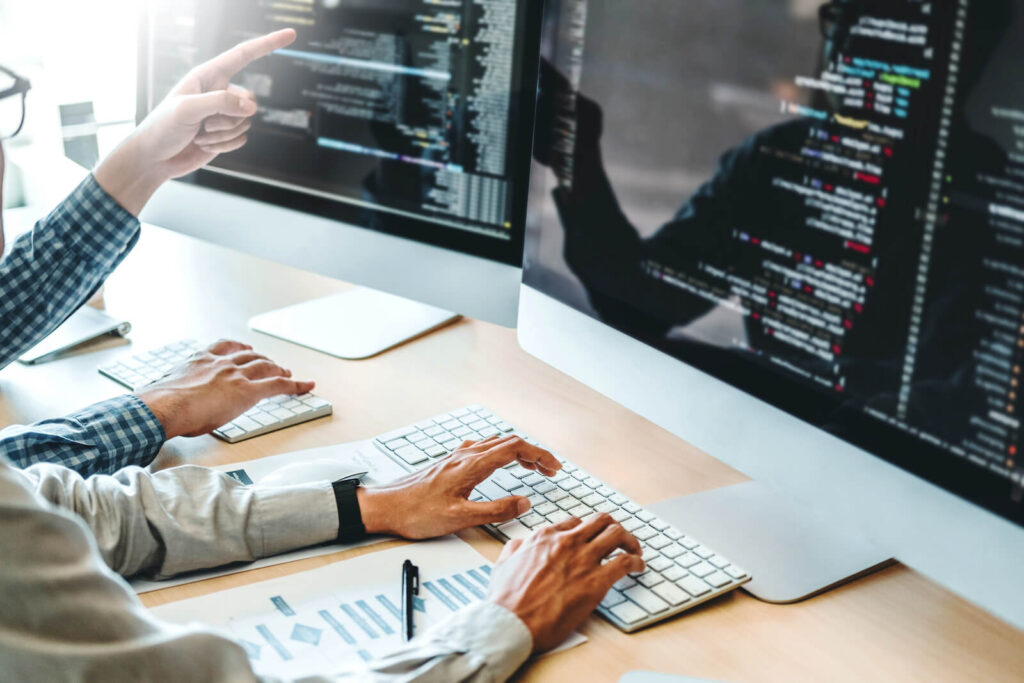 Software engineers coding