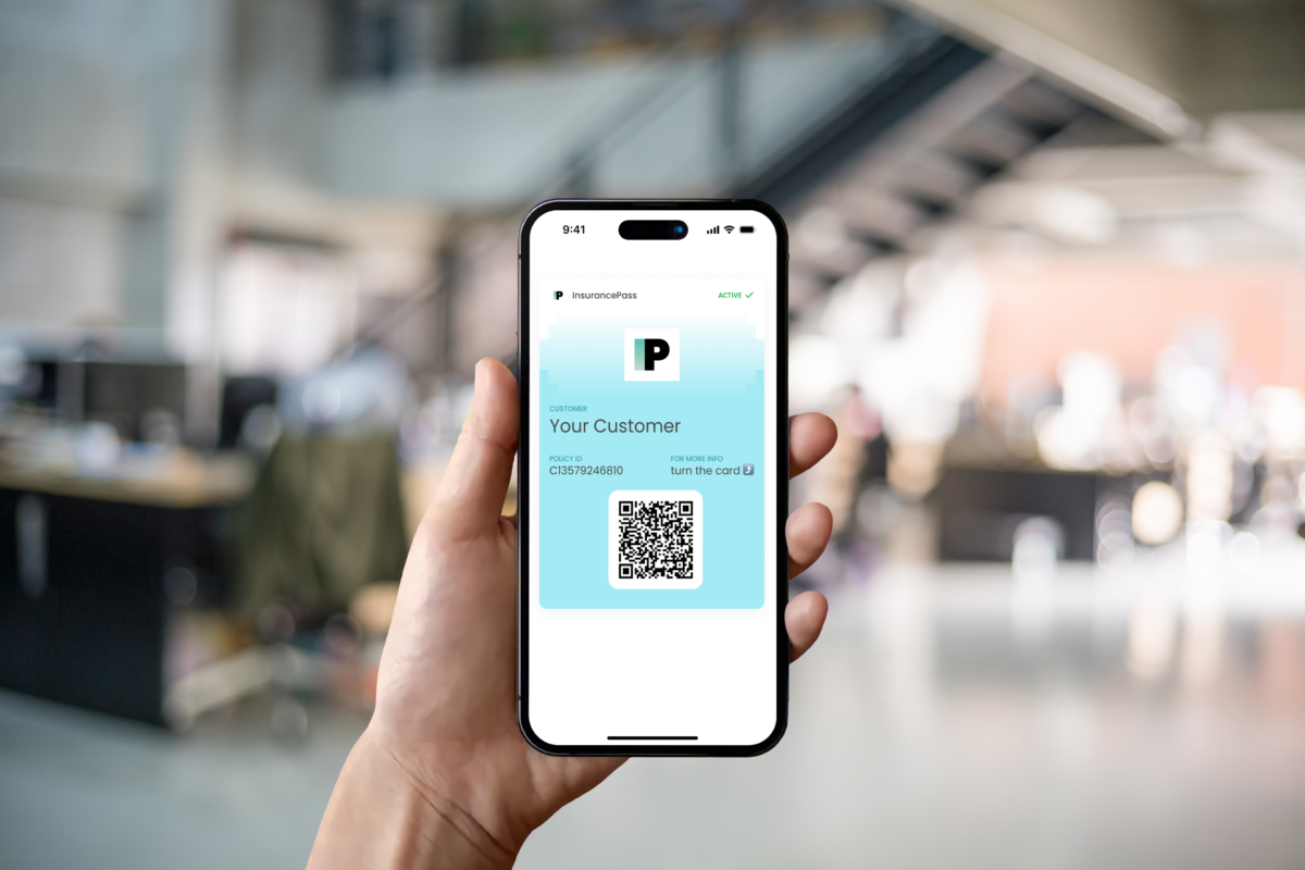 InsurancePass demo: smartphone in a hand