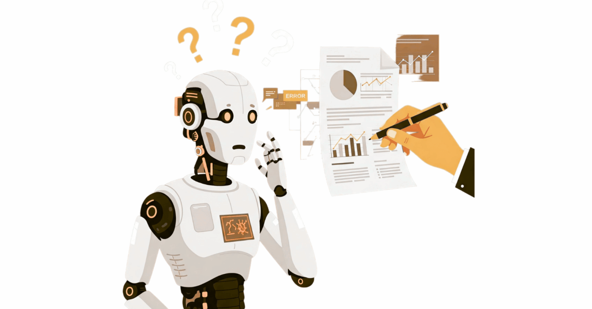 High-touch insurance: confused robot with document