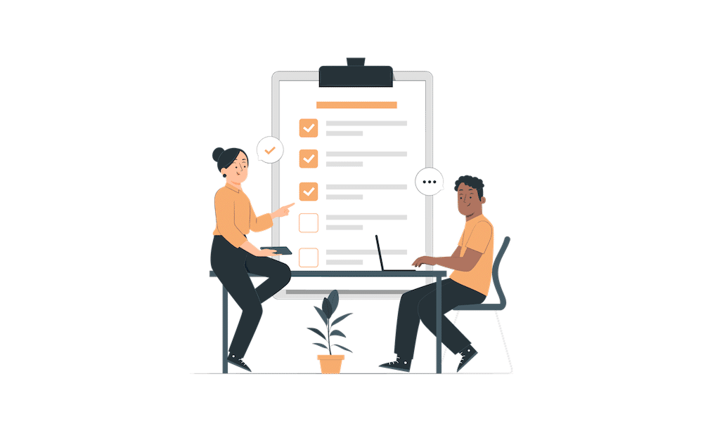 Choosing an insurance software partner - coworkers with a checklist