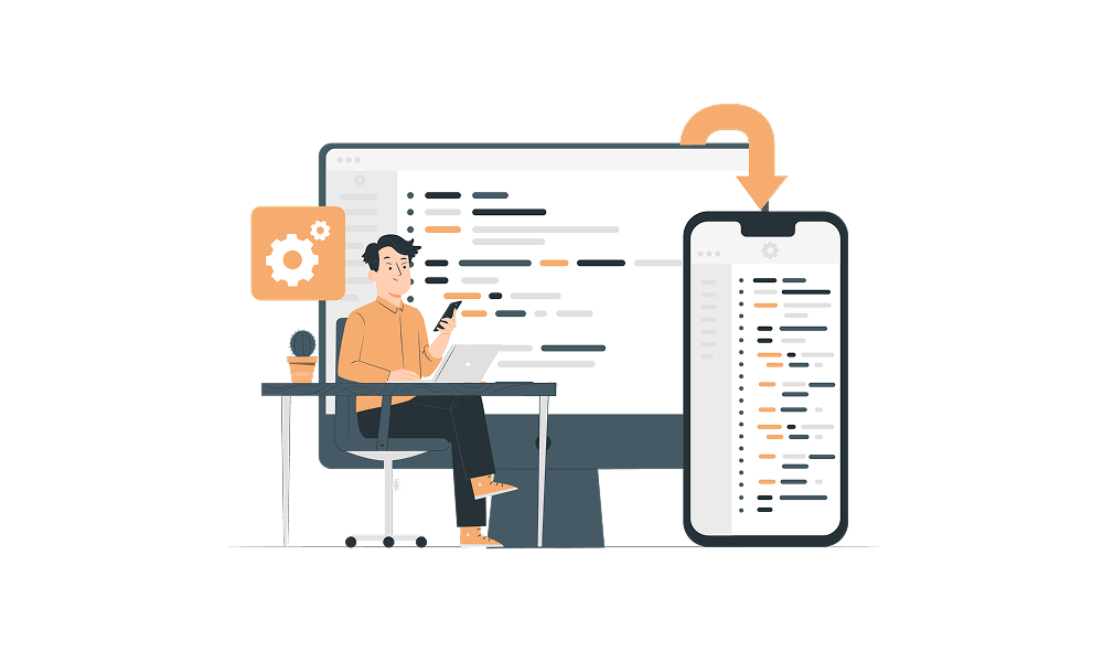 A man working on custom software